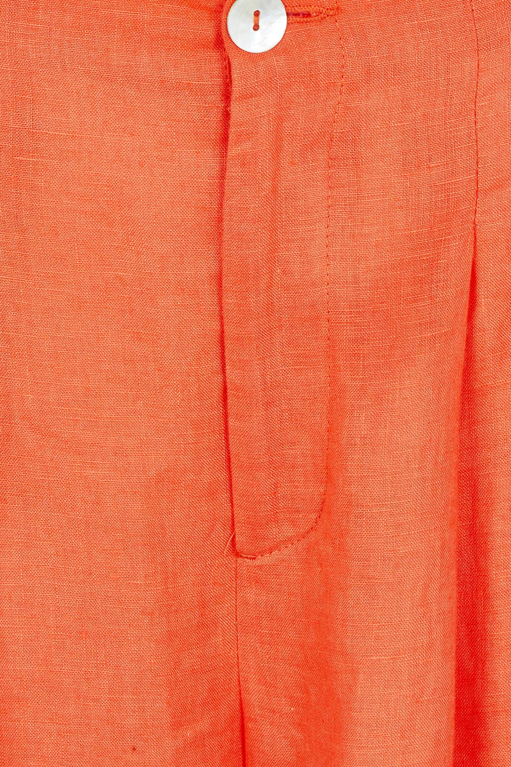Product shot of the Miranar Linen Palazzo Pant in colour Coral (Red), detail