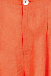 Product shot of the Miranar Linen Palazzo Pant in colour Coral (Red), detail