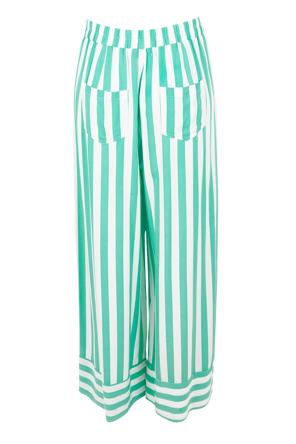Product shot of the Treville Stripe Pant in colour Aqua (Blue), from the back