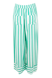 Product shot of the Treville Stripe Pant in colour Aqua (Blue), from the back