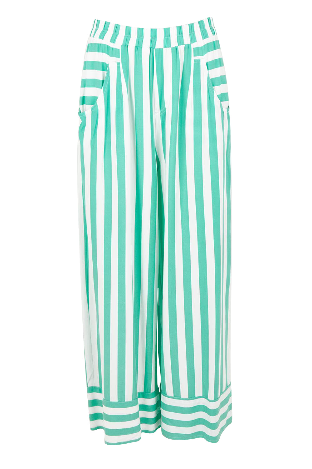 Product shot of the Treville Stripe Pant in colour Aqua (Blue), from the front