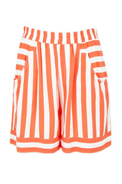 Product shot of the Treville Stripe Short in colour Coral (Red), from the front