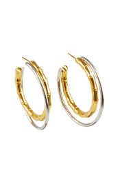 Product shot of the Francia Mixed Hoop Earrings in colour Goldsilver (Metallics), from the front