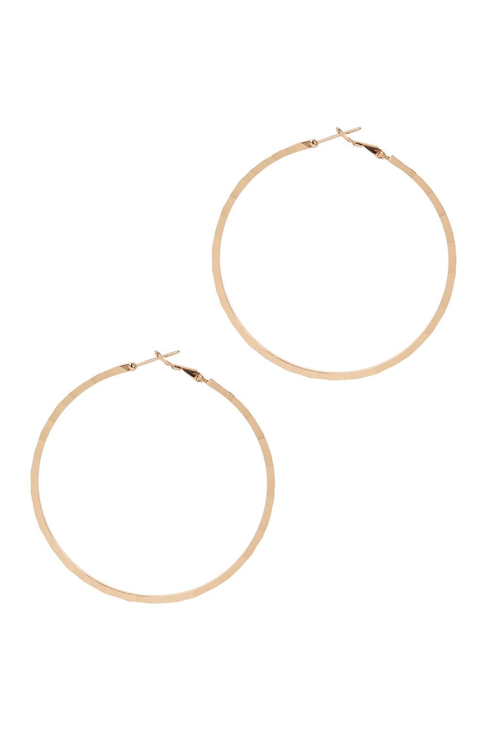 Product shot of the Pena Simple Hoop Earrings in colour Gold (Metallics), from the front