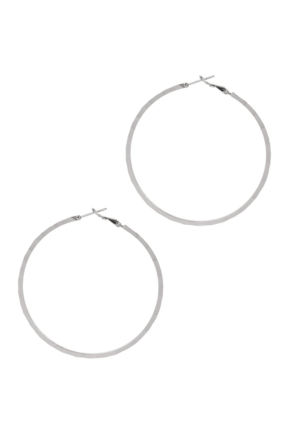 Product shot of the Pena Simple Hoop Earrings in colour Silver (Metallics), from the front