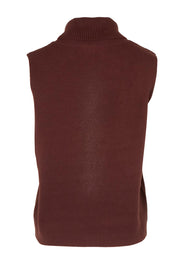 Product shot of the Zala Knit Vest in colour Mahogany (Red), from the back
