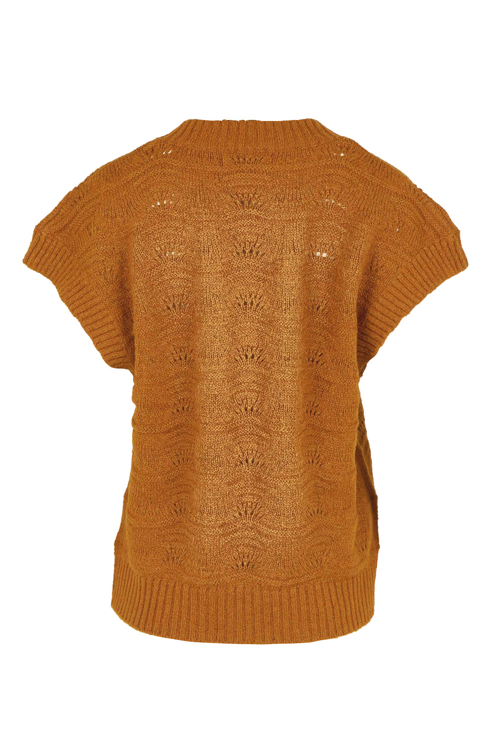 Product shot of the Orin Knit Vest - Caramel in colour Caramel, from the back
