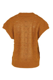Product shot of the Orin Knit Vest - Caramel in colour Caramel, from the back