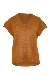 Product shot of the Orin Knit Vest - Caramel in colour Caramel, from the front