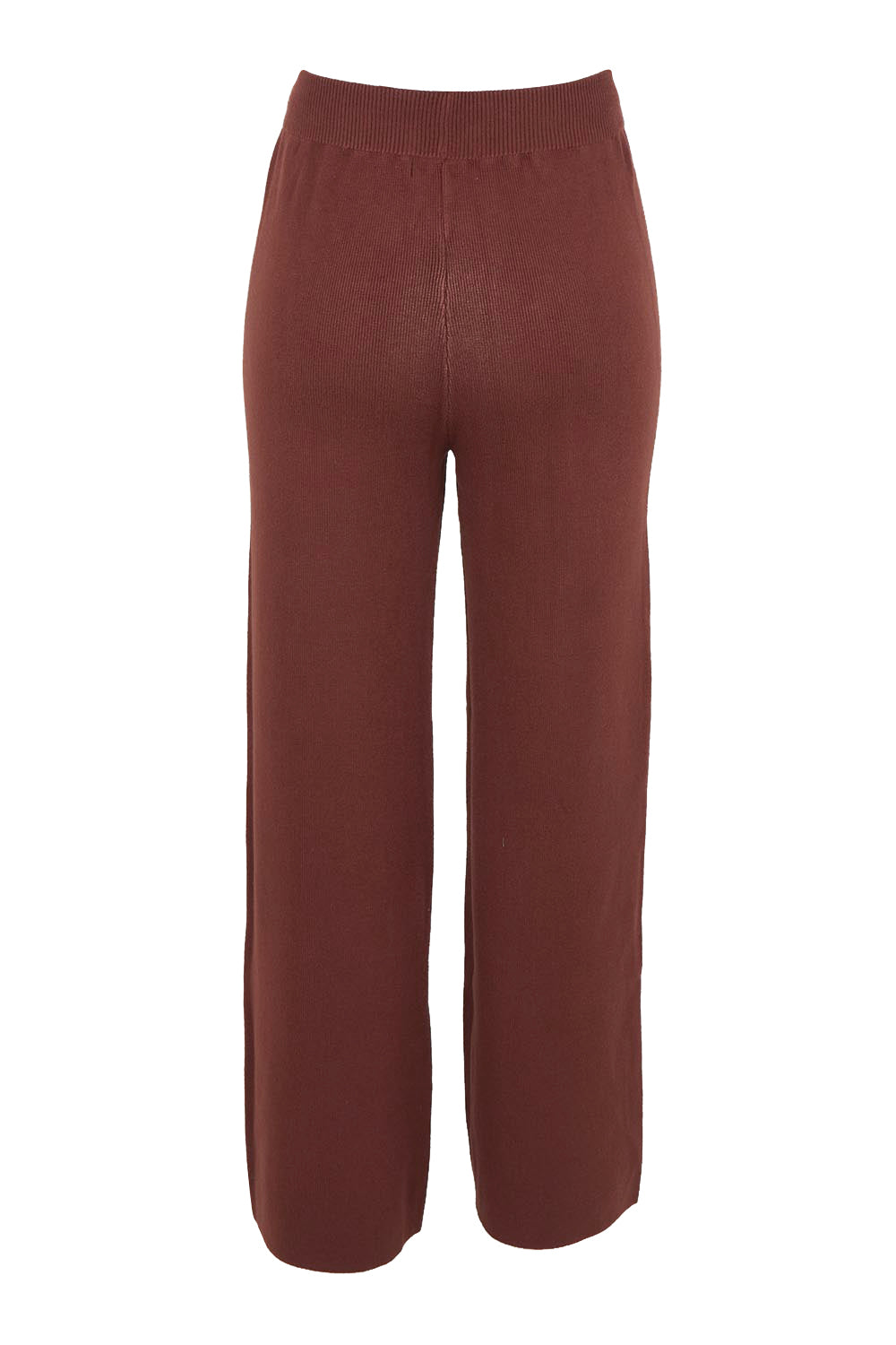 Product shot of the Samira Knit Pant - Mahogany in colour Mahogany, from the back