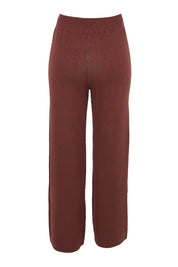 Product shot of the Samira Knit Pant - Mahogany in colour Mahogany, from the back