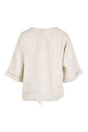 Product shot of the Studio Linen Button Top Jacket – Tusk in colour Tusk, from the back