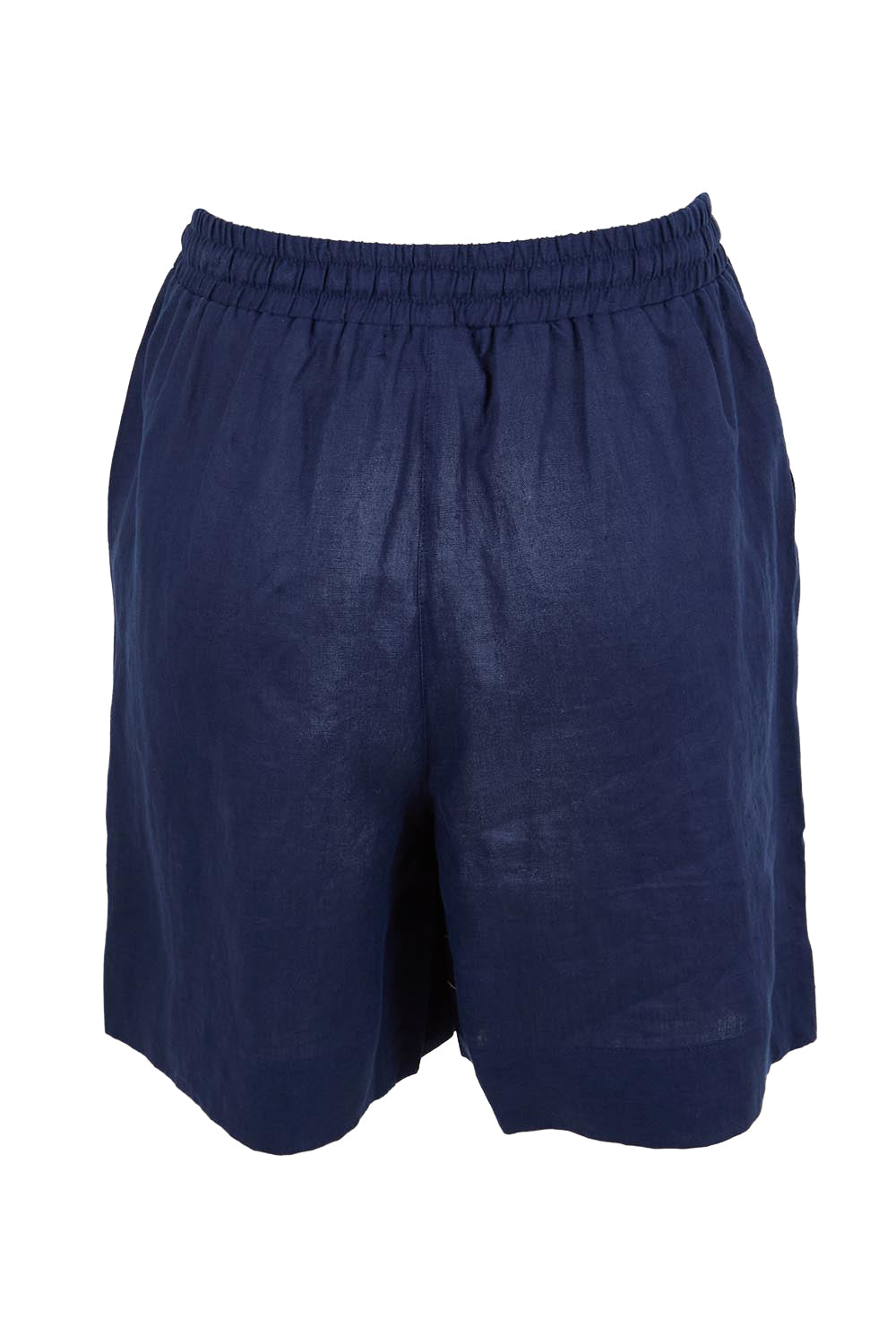 Product shot of the Studio Linen Bermuda Short – Navy in colour Navy, from the back