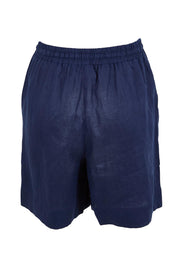 Product shot of the Studio Linen Bermuda Short – Navy in colour Navy, from the back