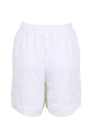 Product shot of the Studio Linen Bermuda Short – White in colour White, from the back