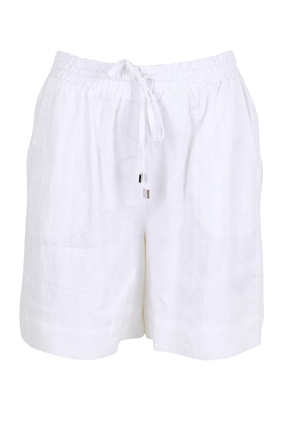 Product shot of the Studio Linen Bermuda Short – White in colour White, from the front