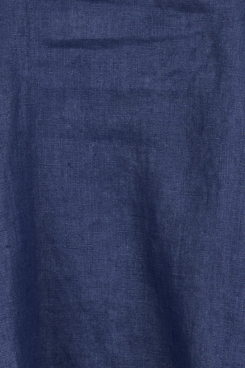 Product shot of the Studio Linen Frill Tank – Navy in colour Navy, showing detail