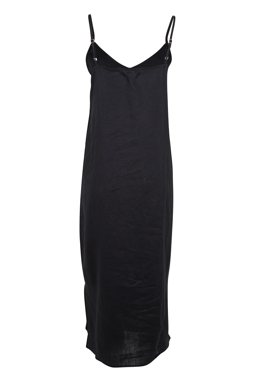 Product shot of the Studio Linen Tank Maxi Dress – Black in colour Black, from the back