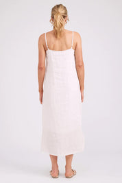 Model Genericm wearing size sample of the Studio Linen Tank Maxi Dress – White in colour White, from the front