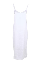 Product shot of the Studio Linen Tank Maxi Dress – White in colour White, from the back