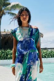 Model Genericm wearing size sample of the Palmera Top – Seafoam in colour Seafoam, from the front