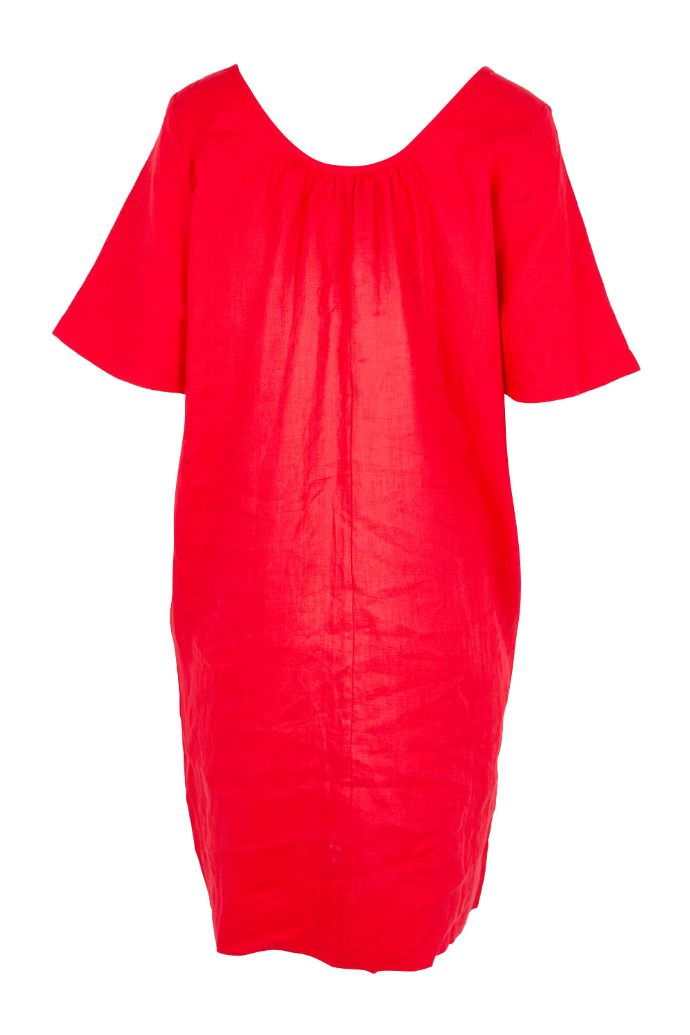 Product shot of the Cove Linen Dress – Aperol in colour Aperol, from the back