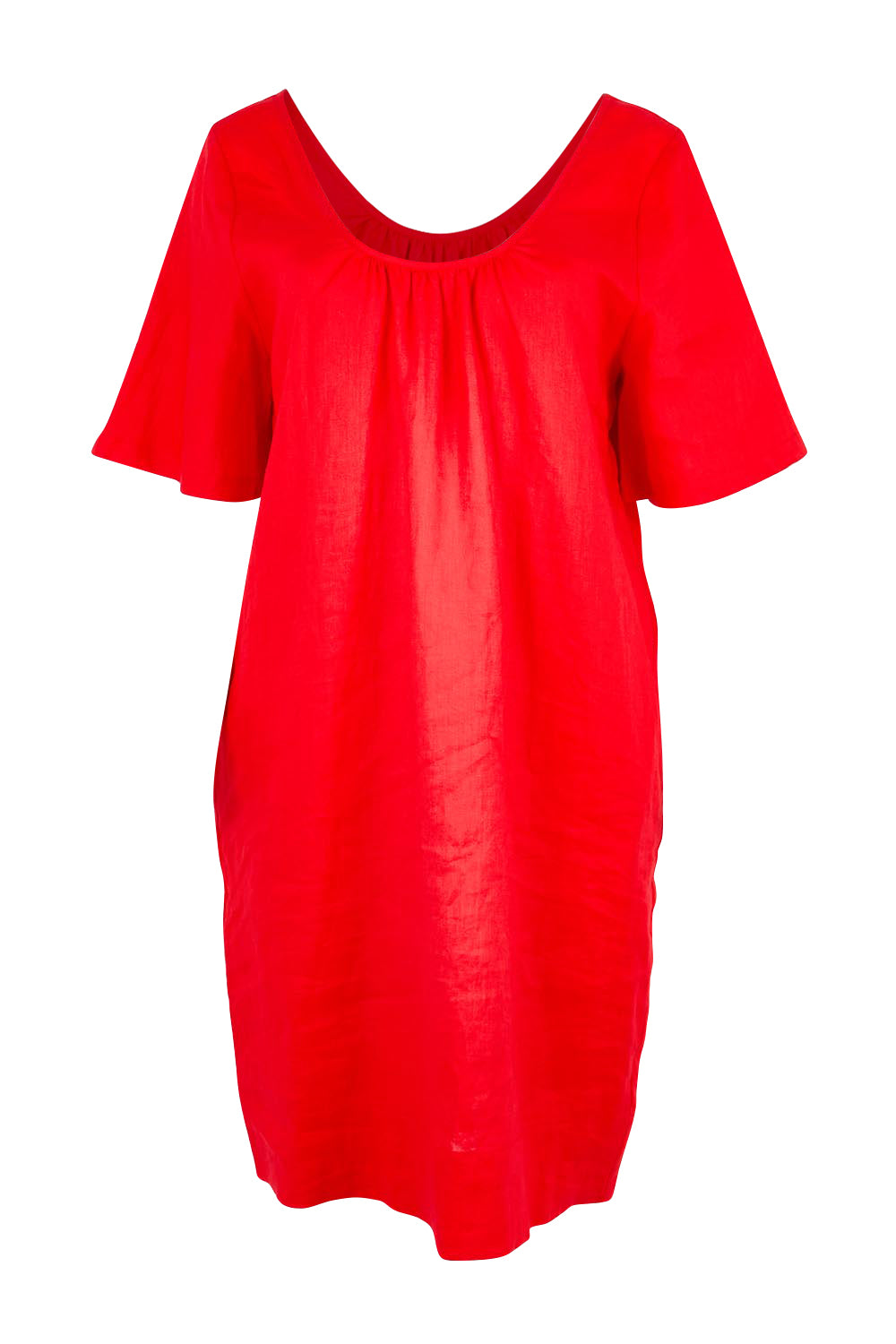 Product shot of the Cove Dress – Aperol in colour Aperol, from the front