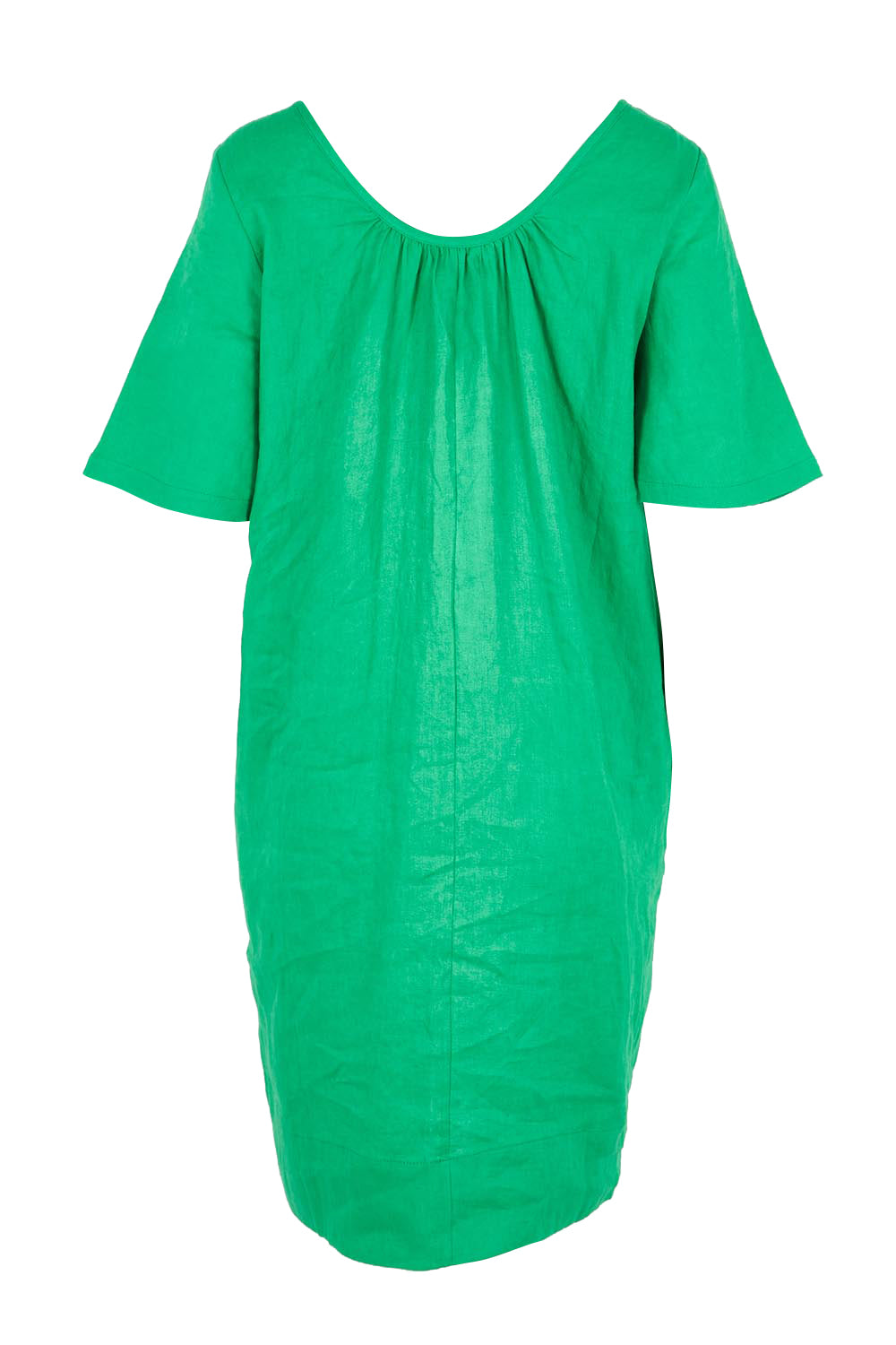 Product shot of the Cove Linen Dress – Jade in colour Jade, from the back