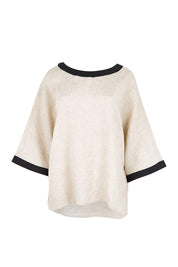 Product shot of the Maris Relaxed Splice Linen Top – Tuskblack in colour Tuskblack, from the front