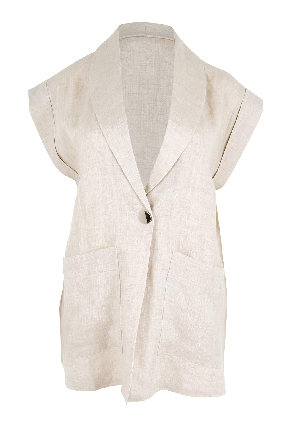 Product shot of the Maris Blazer Vest - Tusk in colour Tusk, from the front