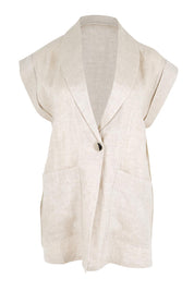 Product shot of the Maris Blazer Vest - Tusk in colour Tusk, from the front