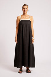 Model Genericm wearing size sample of the Maris Splice Tank Maxi Dress – Blacktusk in colour Blacktusk, from the front