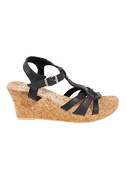 Product shot of the Londolozi Wedge Heel in colour Black (Black), from the front