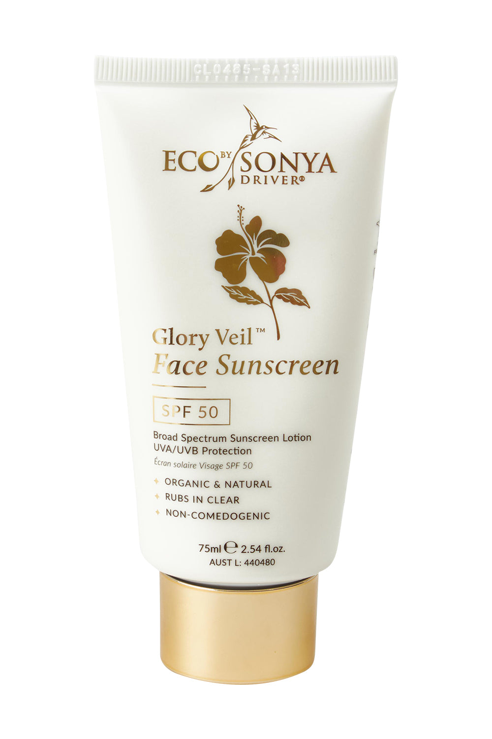 Product shot of the Glory Veil Face Sunscreen Spf 50 in colour White (White), from the front