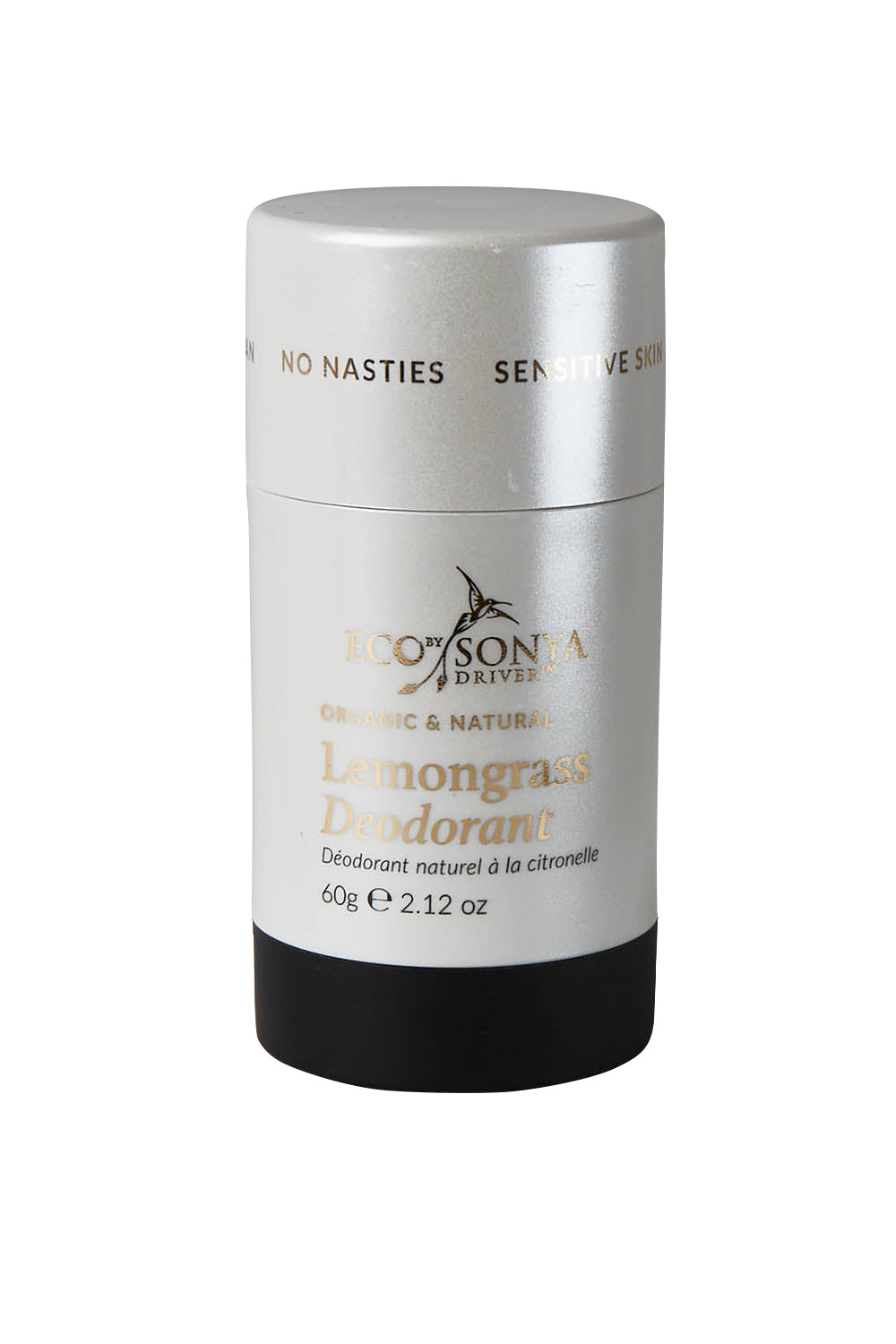 Product shot of the Lemongrass Natural Deodorant in colour Lemongrass, from the front