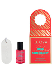 Product shot of the Festive Fragrance Duo in colour Strawberry (Red), from the front