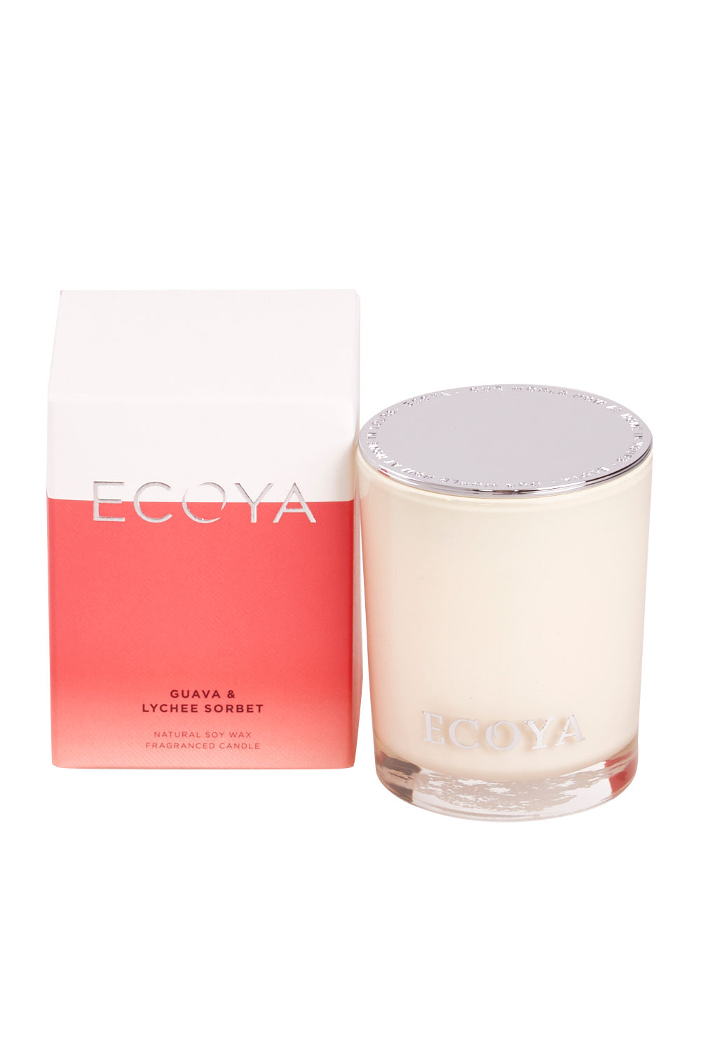 Product shot of the Mini Madison Jar Guava And Lychee Candle in colour GuavaLyche (White), from the front