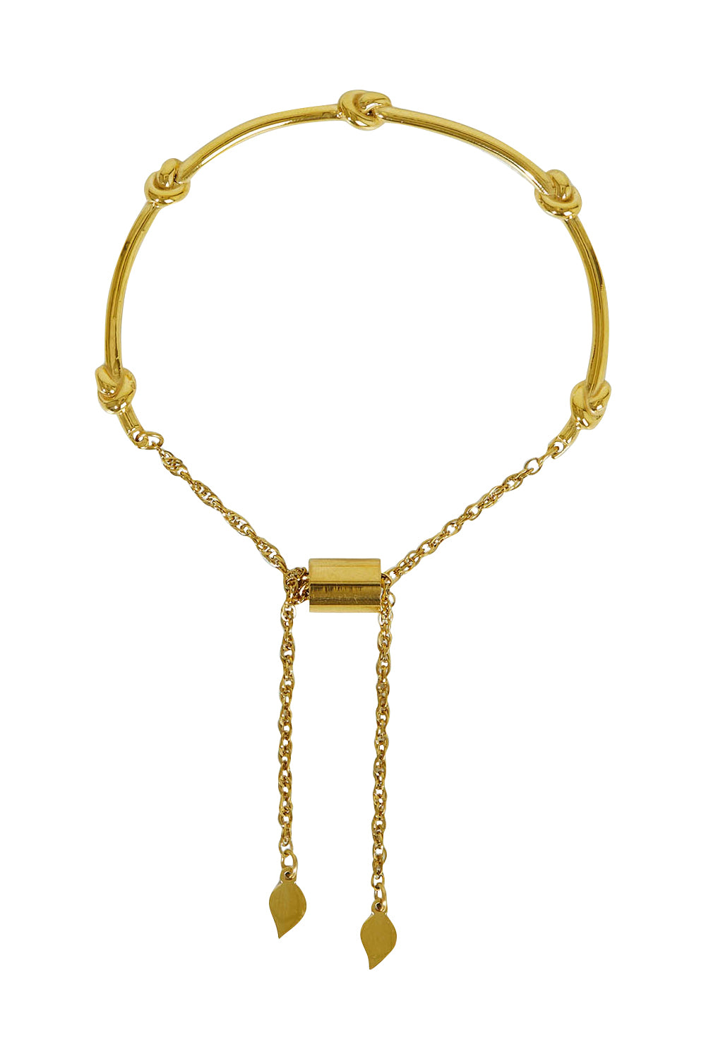 Product shot of the Knots Of Freedom Bracelet in colour Gold (Metallics), from the front