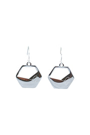 Product shot of The Haymar Earrings in colour Steel (Metallics), from the front