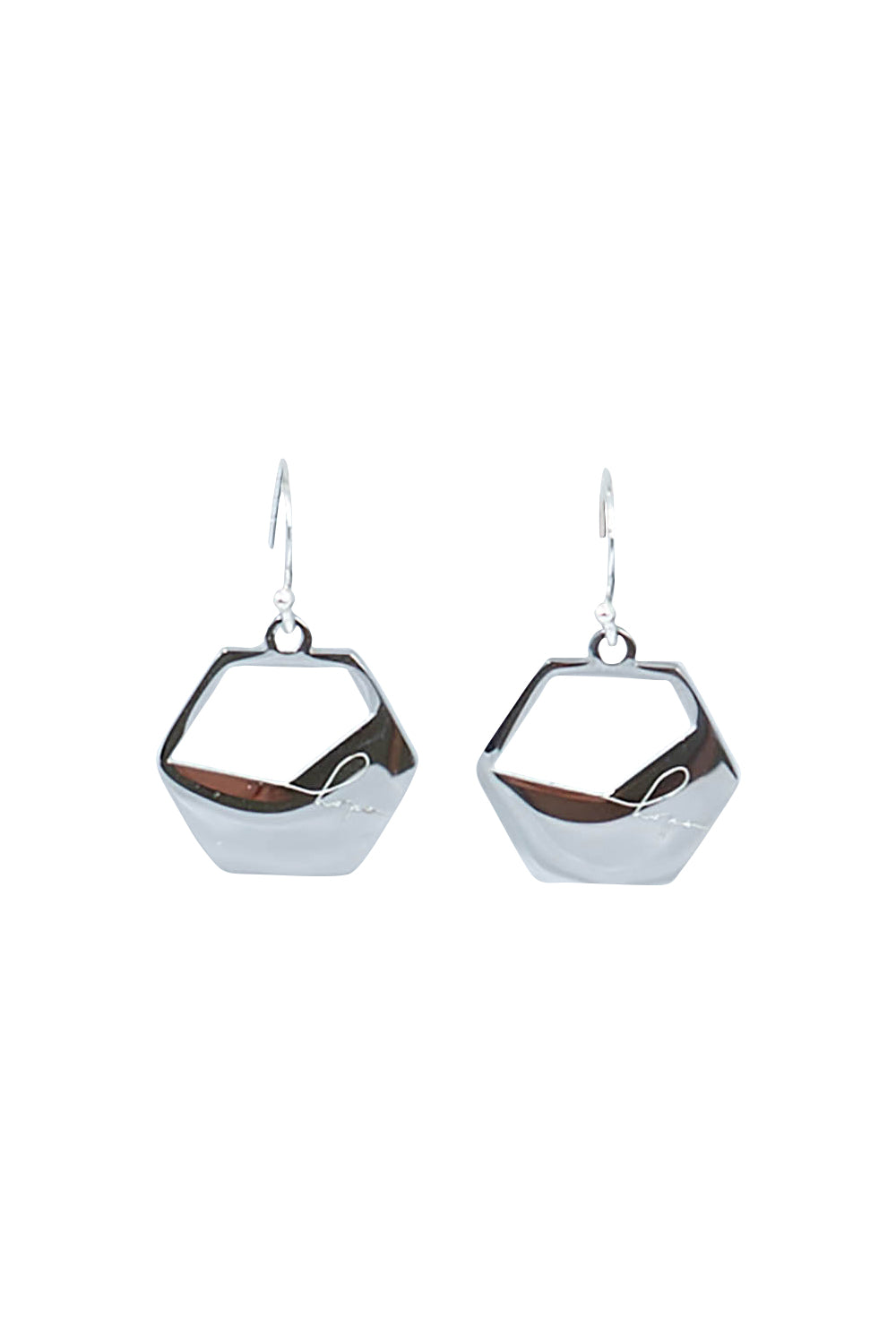 Product shot of The Haymar Earrings in colour Steel (Metallics), from the front