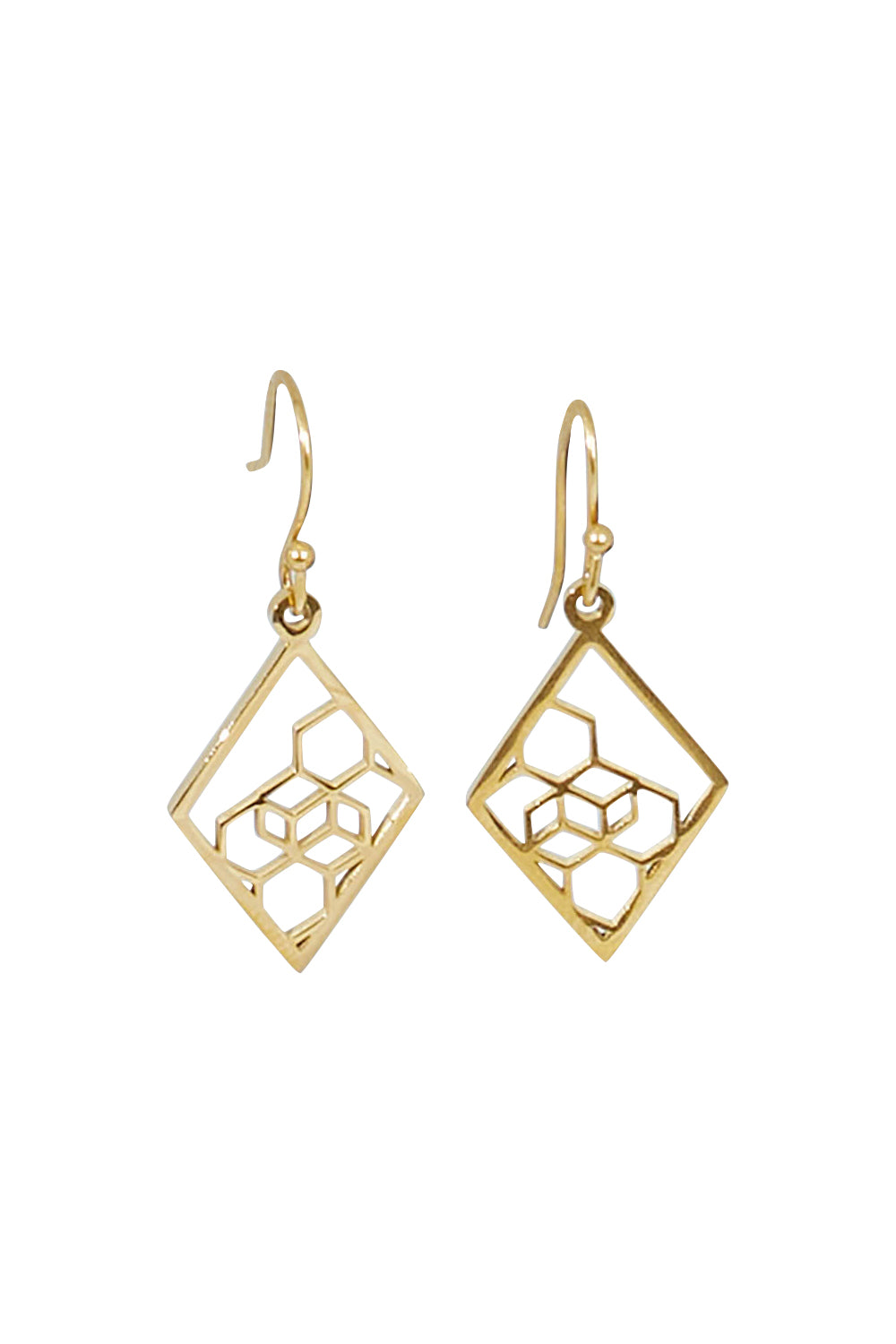 Product shot of the Shielding Hope Earrings in colour Gold (Metallics), from the front