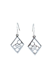 Product shot of the Shielding Hope Earrings in colour Steel (Metallics), from the front