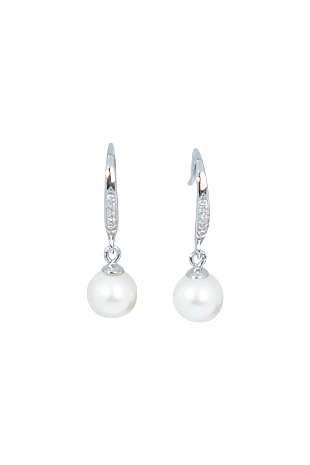 Product shot of the Precious Pearl Earrings in colour Silver (Metallics), from the front