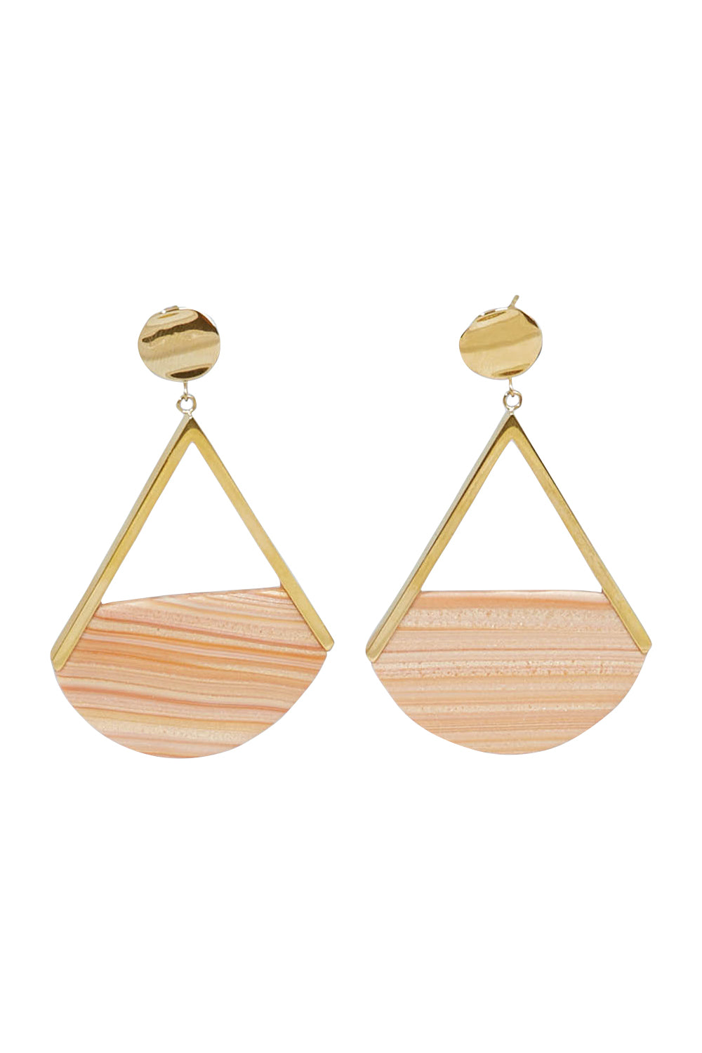 Product shot of the Desert Sand Earrings in colour Gold (Metallics), from the front