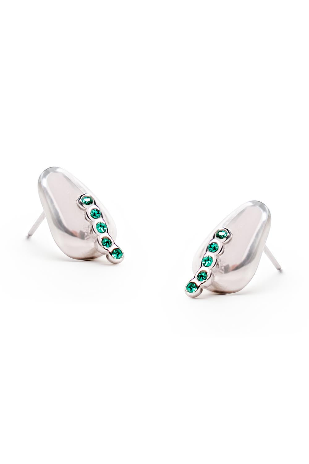 Product shot of the Radicle Post Earrings in colour Silver (Metallics), detail