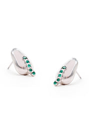 Product shot of the Radicle Post Earrings in colour Silver (Metallics), detail