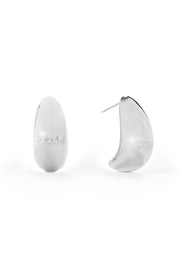 Product shot of the Love & Justice Half Hoop Earrings in colour Silver (Metallics), detail