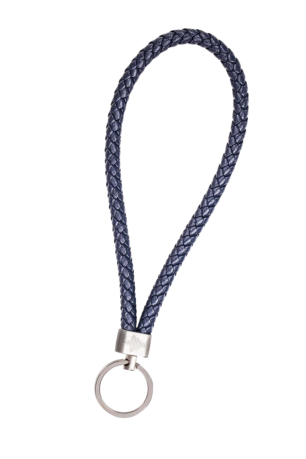 Product shot of the Light Triumphs Over Darkness Leather Keyring in colour Blue (Blue), from the front
