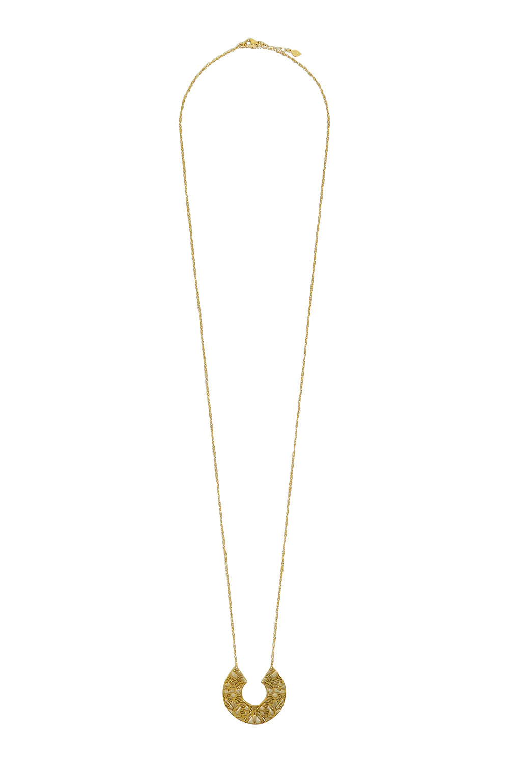 Product shot of the I Am Brave Necklace in colour Gold (Metallics), from the front