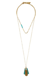 Product shot of the Parting Waters Necklace Set in colour Bluegold (Metallics), from the front